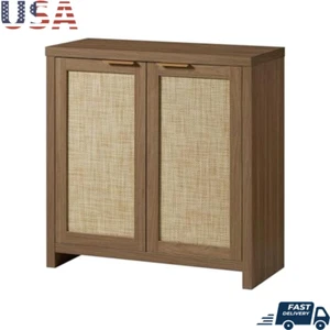 Rattan Storage Sideboard Cabinet Adjustable Shelves Buffet Kitchen Console New - Picture 1 of 7