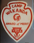 Vintage 1951 AWARD OF MERIT   Camp Wakanda  Madison YMCA Felt Patch