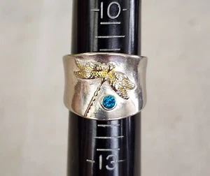 VINTAGE DRAGONFLY RHIESTONE ENCRUSTED MAN'S RING MARKED S 925 12 GRAMS SZ 11 - Picture 1 of 5