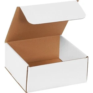50 9" x 9" x 4" White Corrugated Mailers Die Cut Tuck Flap Boxes Free Shipping - Picture 1 of 1