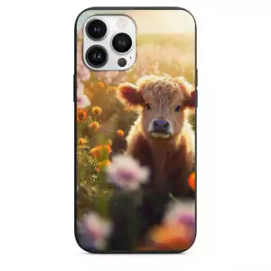 Funda de teléfono con diseño de campo de flores escondida en vaca bebé linda para iPhone 7 8 X XS XR - Imagen 1 de 31