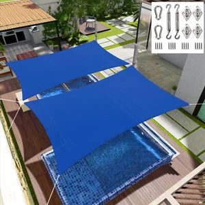 Parasole Vela Tettoia Rettangolare Sabbia Blocco UV Parasole per Giardino Ponte Blu - Foto 1 di 16