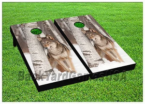 VINYL Winter One Wolf Pack CORNHOLE BEANBAG Board Wraps Bezüge 1036 - Bild 1 von 1