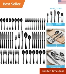 Vintage schwarzes Silberbesteck Set - Service für 12, luxuriös 18/10 Edelstahl - Bild 1 von 9