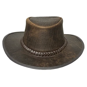 Distressed Toughness Leather Cowboy Hat – Leather Western Hats for Men and Women - Picture 1 of 7