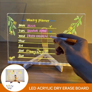 LED Note Board With Colors, Acrylic Dry Erase Board With Light,Light Up Dry Era - Picture 1 of 18