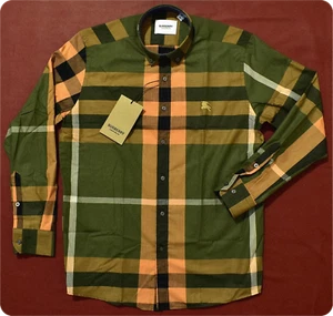 Men's Burberry Casual Button Down Shirt Green Size 2XL Pit to Pit 25.25" UNUSED - Picture 1 of 3