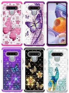 For LG K51 / LG Reflect - Hard Hybrid Armor High Impact Diamond Bling Phone Case - Picture 1 of 20