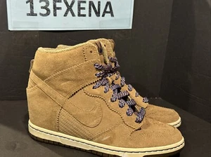 Nike Dunk Sky High 528899-201 Womens 7.5 Beige Suede Hidden Wedge Sneakers Shoes - Picture 1 of 7