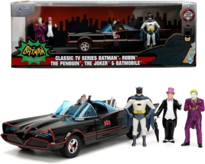 MODELLINO AUTO STATICO JADA TOYS BATMOBILE 1966 WITH FIGURE BATMAN ROBIN 1/24 - Immagine 1 di 4