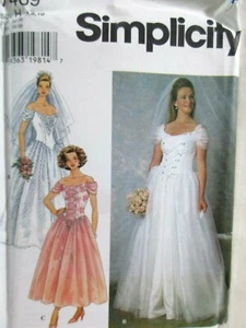 Vestido de noche sin cortar Simplicity Pattern 7469 talla 6-10 Misses novias graduación 1997 - Imagen 1 de 3
