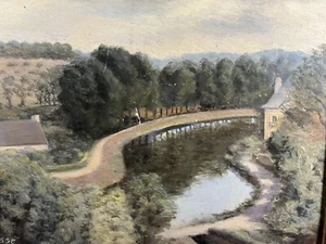 Huile Paysage école Barbizon XIXe Vue d'Ussé Indre-et-Loire Tours France - Bild 1 von 10