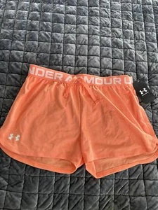 Under Armour Girls' Orange Athletic Shorts - New - Picture 1 of 4