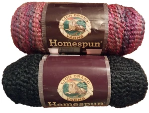 Lion Brand Homespun Yarn Lot of 2 - 418 Ambrosia & 373 Black 185 Yds per Skein - Picture 1 of 8