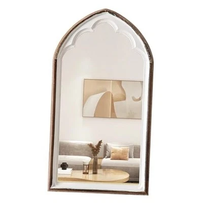 Farmhouse Wooden Arched Mirrors for Wall 13 X Wood and White (23.6 Inch Tall) - Image 1 of 4