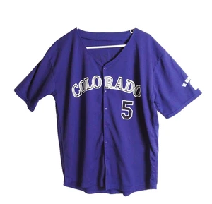 Maglia Colorado Rockies #5 Carlos Gonzalez viola con bottoni davanti - "We Want Tacos" - Foto 1 di 5