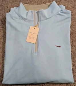 Neu mit Etikett! Peter Millar Perth Performance 1/4 Zip Cloud Blue ME0EK40 Herren L - Bild 1 von 9