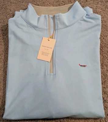 New with Tags! Peter Millar Perth Performance 1/4 Zip Cloud Blue ME0EK40 Men's L - Image 1 of 4