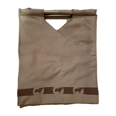 Clydesdale 马托特包 手提包 棕褐色 木质手柄 Snap Closure 马术  — 第 1/4 张图片