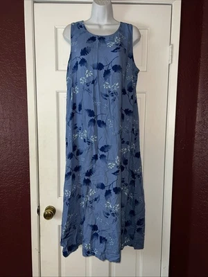 Vestido Jennifer Moore Talla Mediana Floral Maxi Sin Mangas Azul  Foto 1 de 4