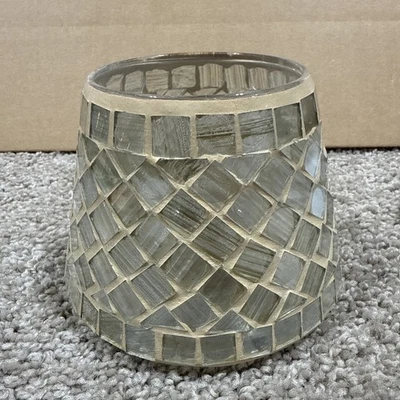 Home Interiors Beige Glass Mosaic Shimmer Candle Shade For Jar Candle 12189 - Image 1 of 4