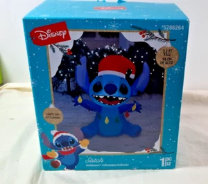 Gemmy Industries Disney Christmas Inflatable Stitch in Santa Hat - Picture 1 of 3