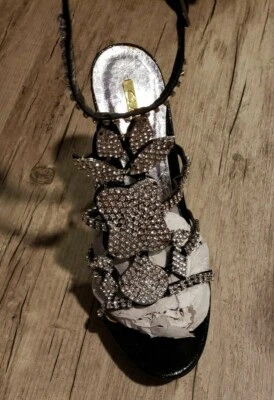 Mujer Sexy Celeste Negro Diamante Estrás Tacones Altos Talla 7.5 Foto 1 de 4