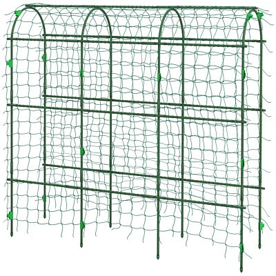 Metal Garden Arch Trellis for Climbing Plants Outdoor A-Frame with Climbing Net - Image 1 of 4