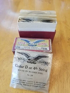 1930s Vintage Guitar Strings EAGLE BRAND 236 Silvered Steel D or 4th Box +6 Pack - Picture 1 of 5