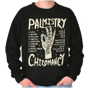 Dark Palmistry Chiromancy Palm Reading Guide Womens or Mens Crewneck Sweatshirt - Picture 1 of 7