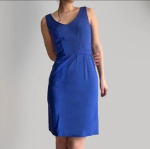 H&M Blue V-Neck Tie Back Midi Dress US Size 2 - Picture 1 of 4