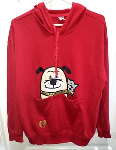 BOB'S SKECHERS RED HOODIE SWEATSHIRT DOGS IN POCKET LARGE SCHOOL WEAR SUPER COND - Picture 1 of 2