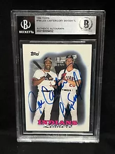 JOE CARTER CORY SNYDER INDIANS SIGNED AUTOGRAPH AUTO 1988 TOPPS 789 BAS BECKETT - Picture 1 of 2