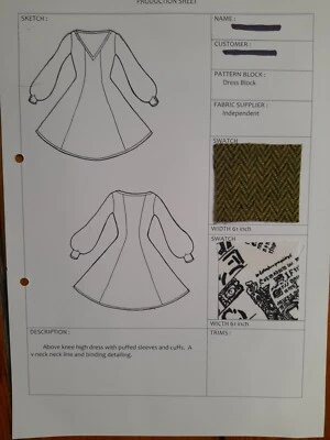 Sewing pattern - women's flared dress w puffed sleeves - original - Size 10/12 - Image 1 of 2