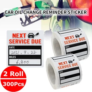 2 X Oil Change Service Reminder Stickers Clear Window Lite Stock 300 Labels Roll - Picture 1 of 11