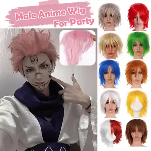 Women Short Straight Hair Wig Anime Wigs Halloween Male Fancy Party Cosplay Wig - Picture 1 of 35