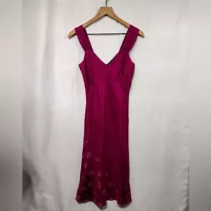 Hype 100% Silk Floral Slip Dress Women's P Pink Barbiecore Retro 90s Y2K Party - Picture 1 of 7