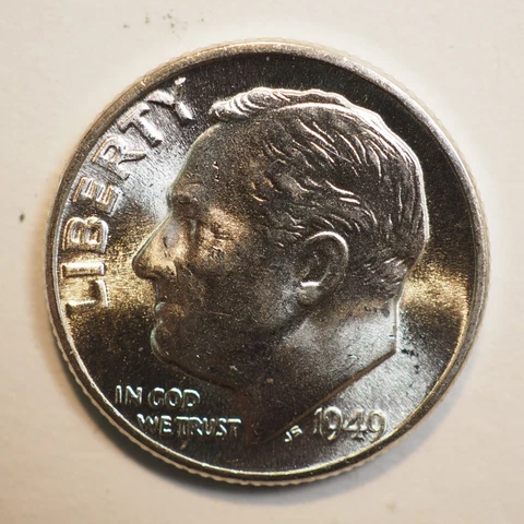 1949 D MR ROOSEVELT SILVER DIME ***BU!*** - FREE SHIPPING! A2789 Cover