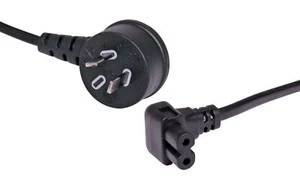2m Figure 8 C7 90 Deg 2.5A 2 Pin Black Appliance Mains Power Cable - Picture 1 of 1