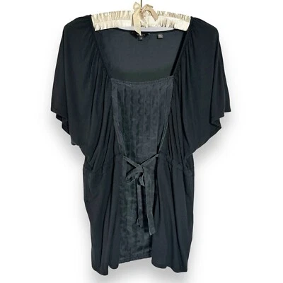 Ted Baker Silk Blouse XS Babydoll Tie Belt Shirt Pleated Silk Flutter Sleeve Top - Image 1 of 4