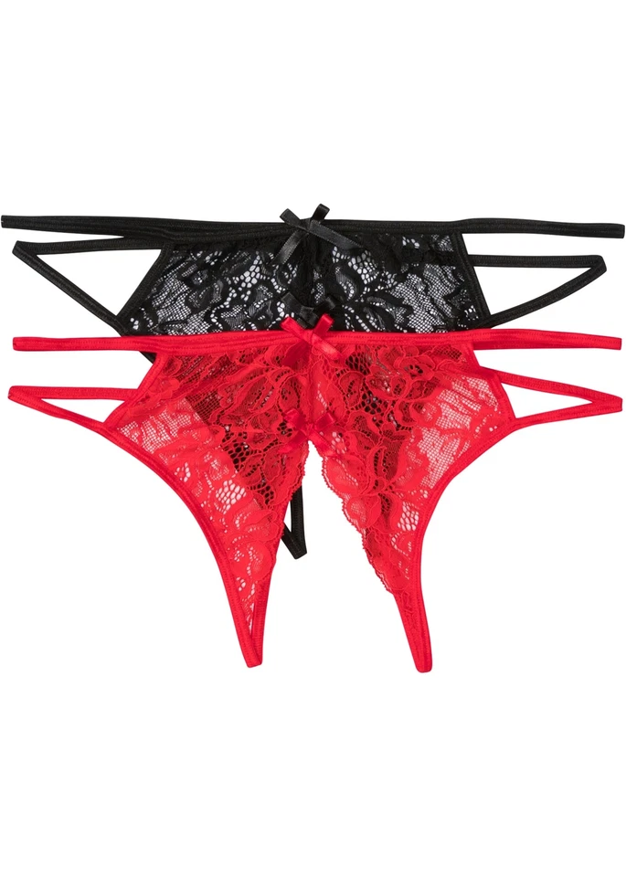 2-tlg Set String ouvert Gr. 40/42 Schwarz Rot Damen Reizwäsche Erotikwäsche Neu - Bild 1 von 1