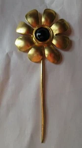Vintage Karl Lagerfeld Gänseblümchen schwarzäugig Susan goldfarben Blume Floral Brosche Anstecknadel - Bild 1 von 4