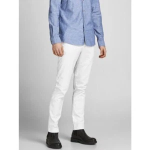 Jack & Jones Mens Marco Bowie Slim Chino Pants White - Picture 1 of 7