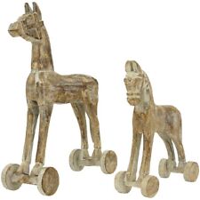 dekoratives Deko-Pferd aus Holz mit leichtem Goldschimmer shabby Vintage 