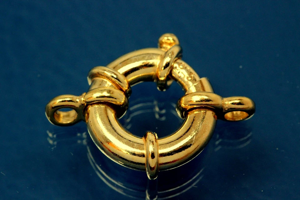 1 x Federring 17mm mit Doppelösen Endteile 925 Silber vergoldet 1712-1E - Bild 1 von 1