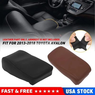Compatível com 2013 14 2015-2018 Toyota Avalon Console Tampa Apoio de Braço Capa de Vinil Preta/Marrom - Imagem 1 de 4
