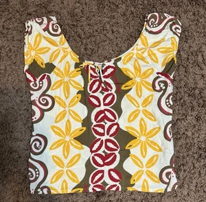 Manuheali’i Hawaii Mulitcolor Adjustable Juliette Aloha Shirt Top Women Size: XS - Picture 1 of 11