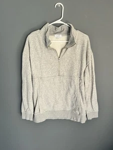 Evereve Sweatshirt Womens Size M Heathered Gray The Track Half Zip Pullover Top - Picture 1 of 5