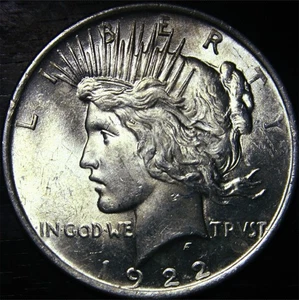 Peace Dollar 1922 90% Silber echt 1 Dollar USA Münze Philadelphia Mint Stempelglanz - Bild 1 von 2