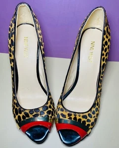 Nine West Glamrgirlo stampa leopardata rosso e nero tacco alto taglia 7 - Foto 1 di 8